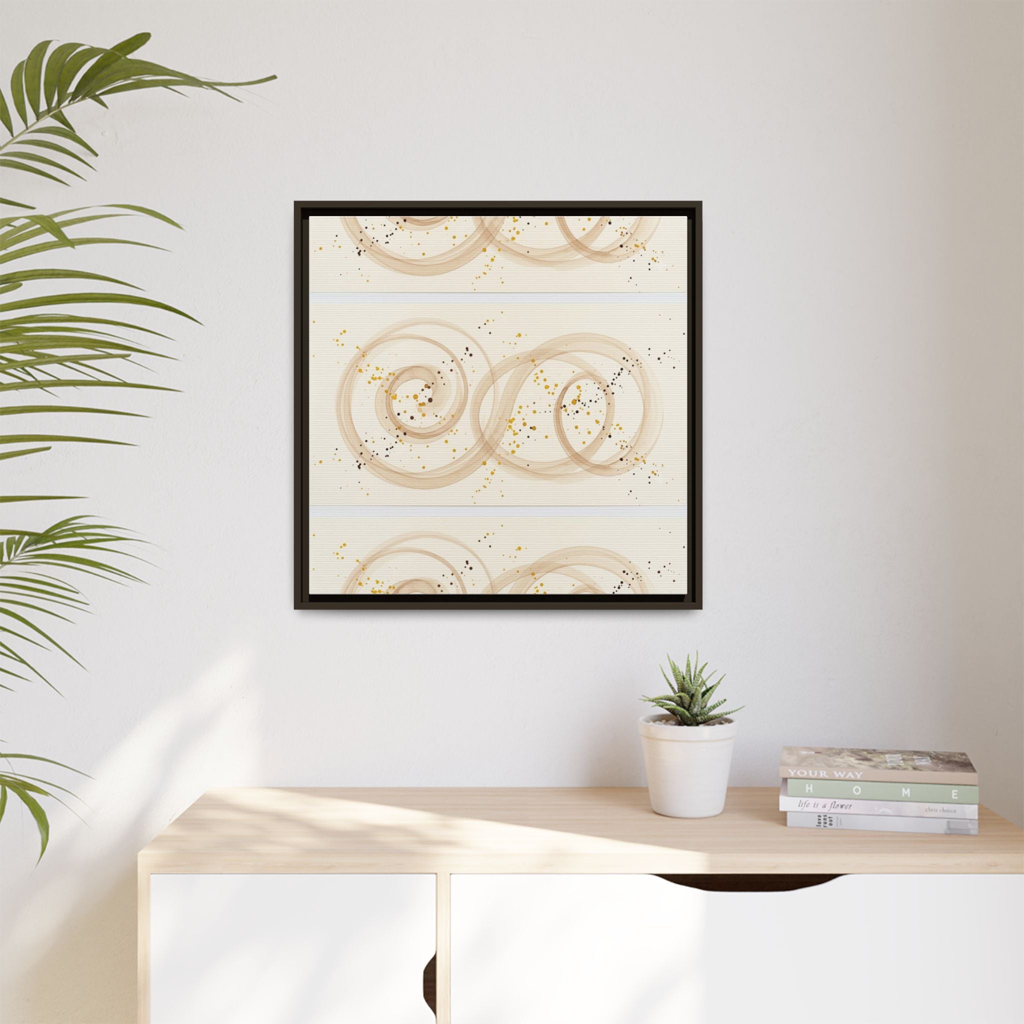 Golden Harmony – Abstract Beige and Gold Canvas Wall Art
