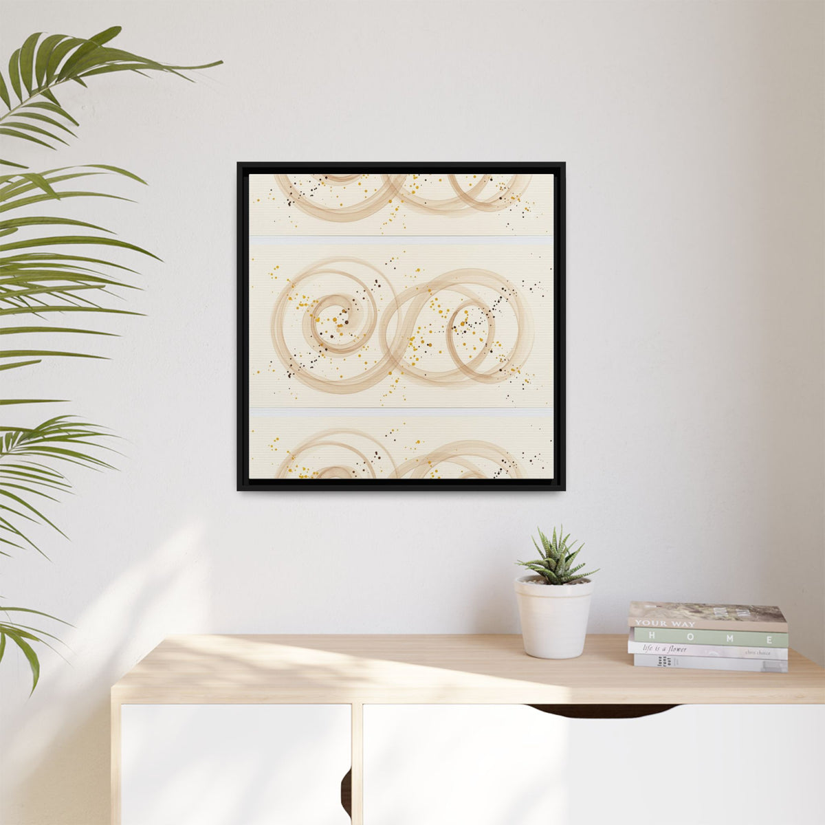 Golden Harmony – Abstract Beige and Gold Canvas Wall Art