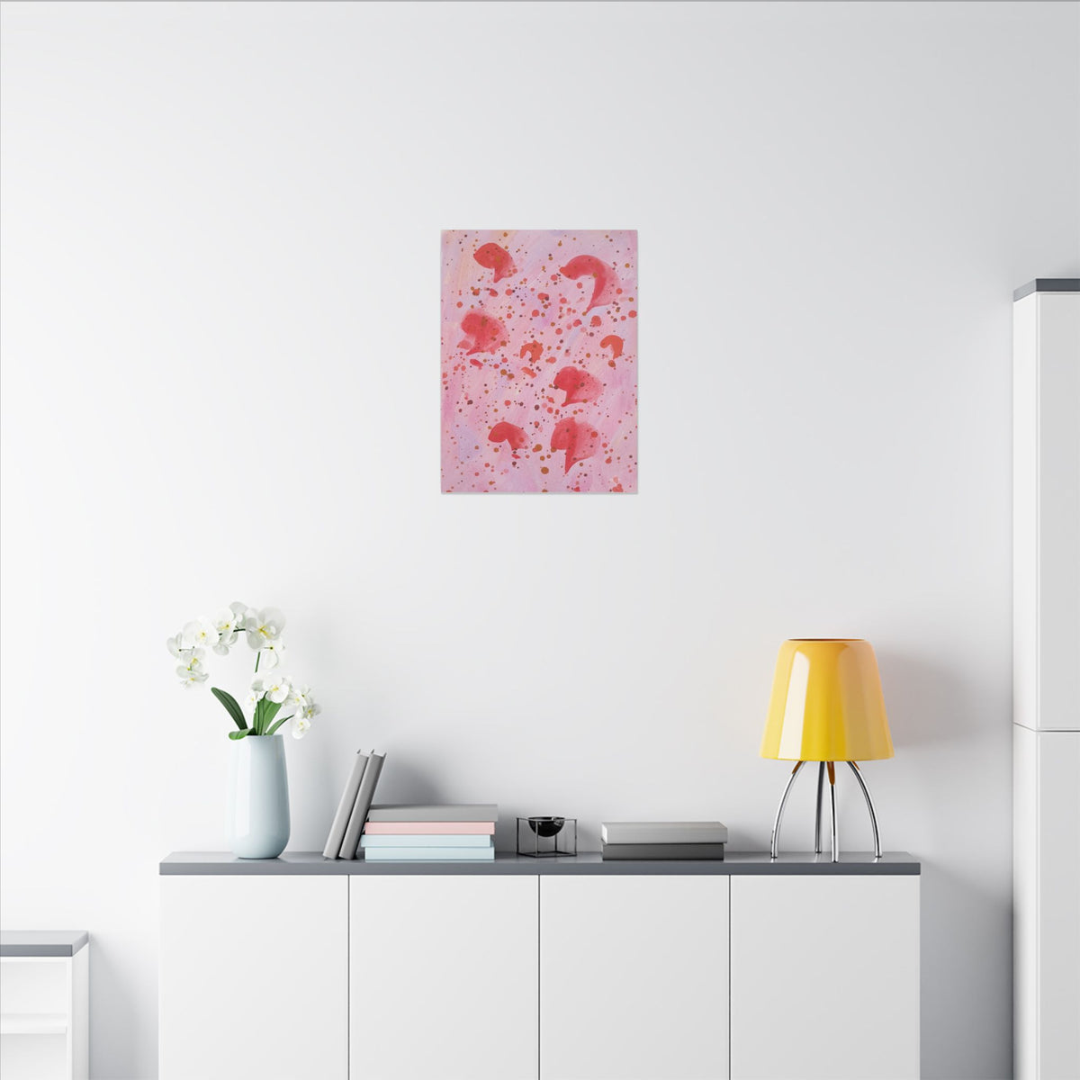 Blush Petals – Pink & Red Abstract Canvas Wall Art