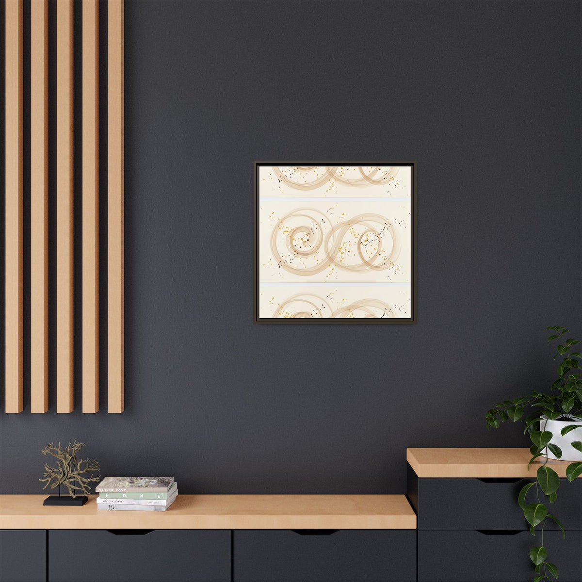 Golden Harmony – Abstract Beige and Gold Canvas Wall Art