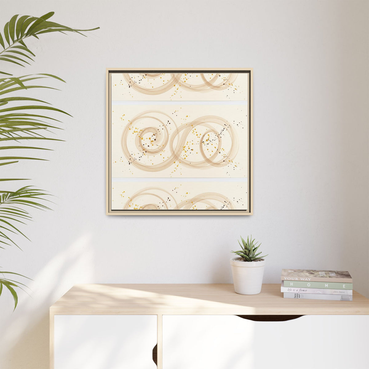 Golden Harmony – Abstract Beige and Gold Canvas Wall Art