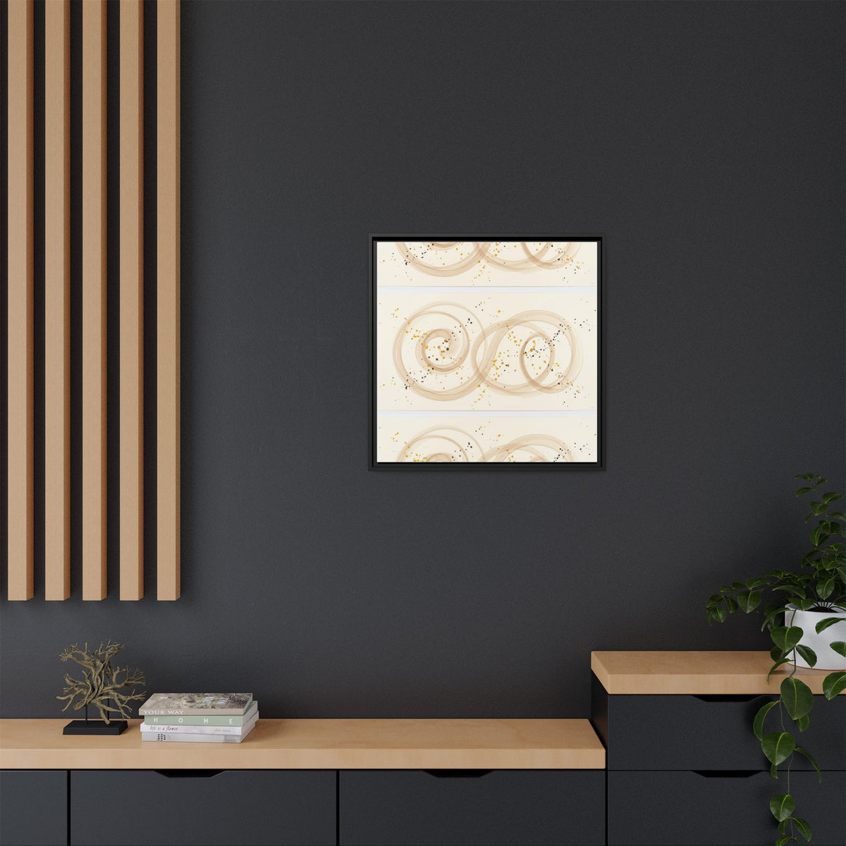 Golden Harmony – Abstract Beige and Gold Canvas Wall Art