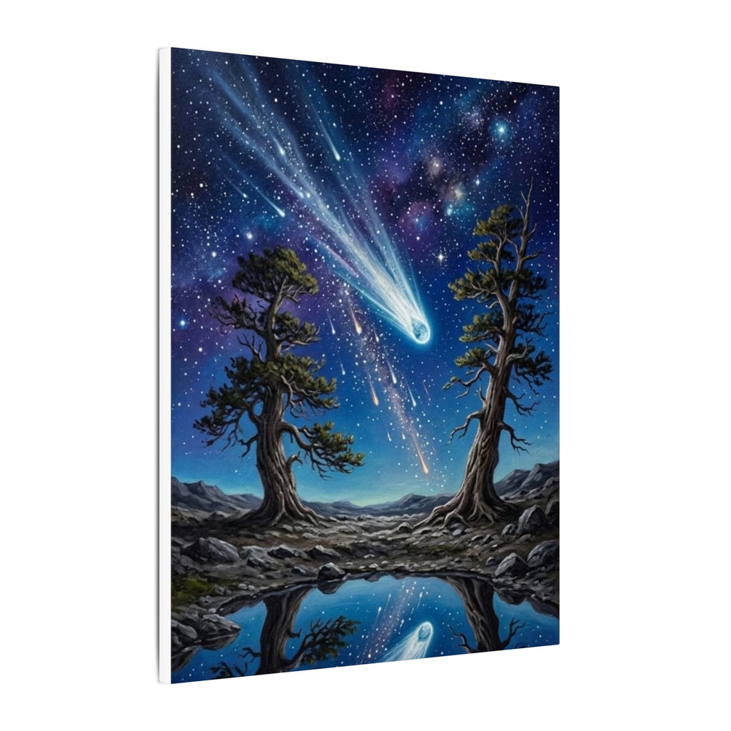 Celestial Reflection – Comet Night Sky Canvas Wall Art