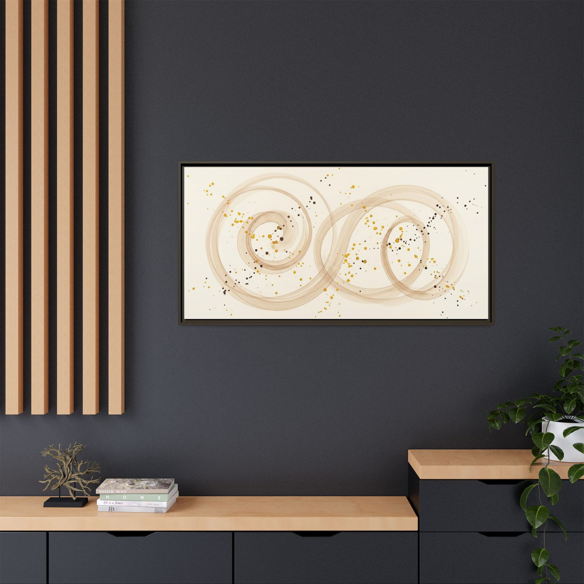 Golden Harmony – Abstract Beige and Gold Canvas Wall Art