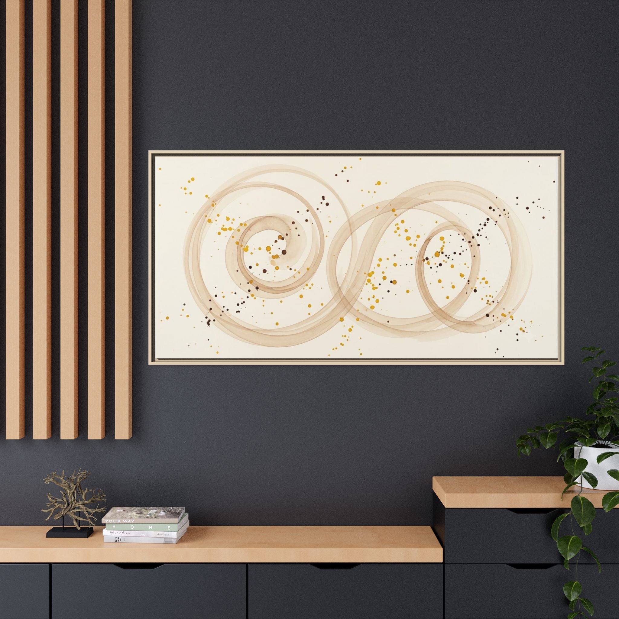 Golden Harmony – Abstract Beige and Gold Canvas Wall Art