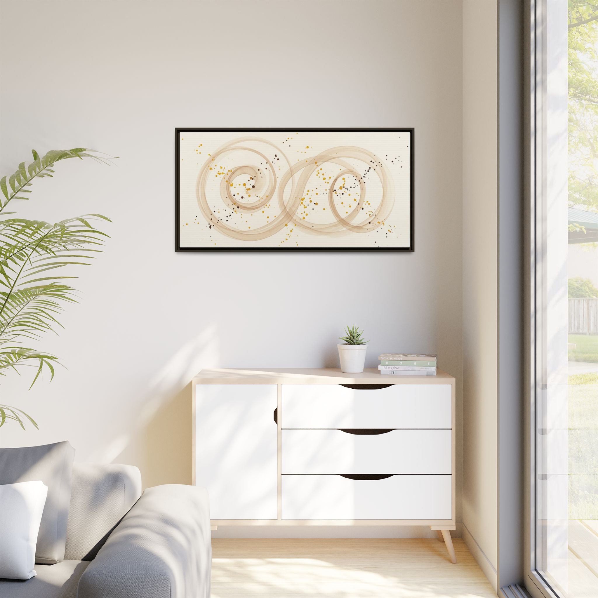 Golden Harmony – Abstract Beige and Gold Canvas Wall Art
