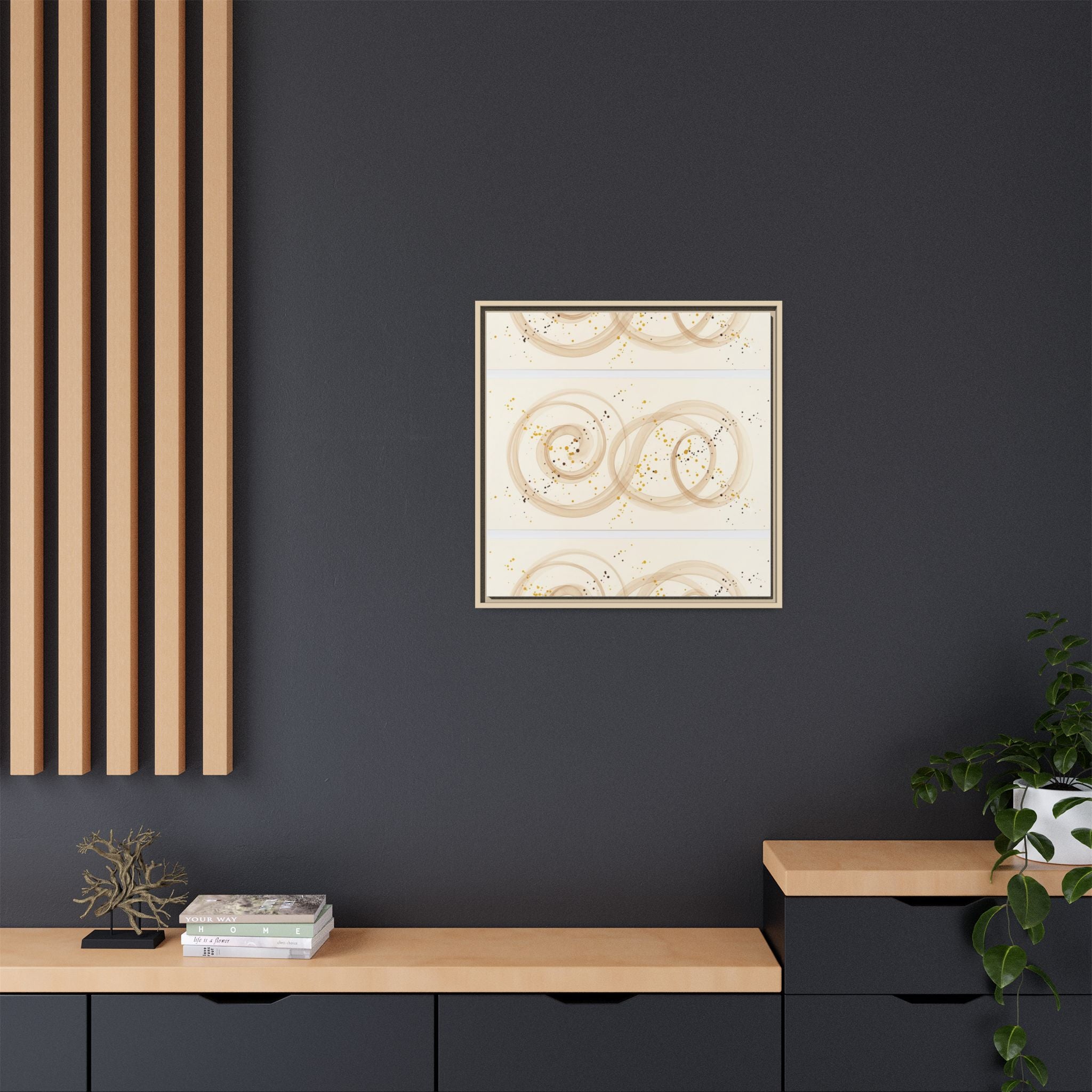 Golden Harmony – Abstract Beige and Gold Canvas Wall Art